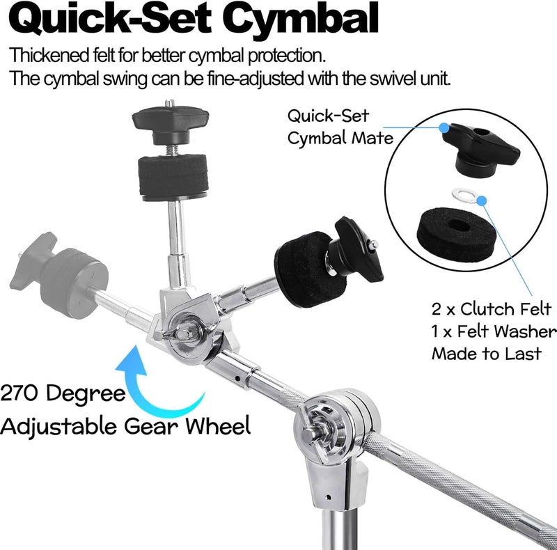Youeon Cymbal Boom Stand Adjustable Height 30"-58", Double Braced Tripod Cymbal Straight Stand with Non-slip Rubber Feet for Mounting Crash, Ride, Splash Cymbals - Image 4